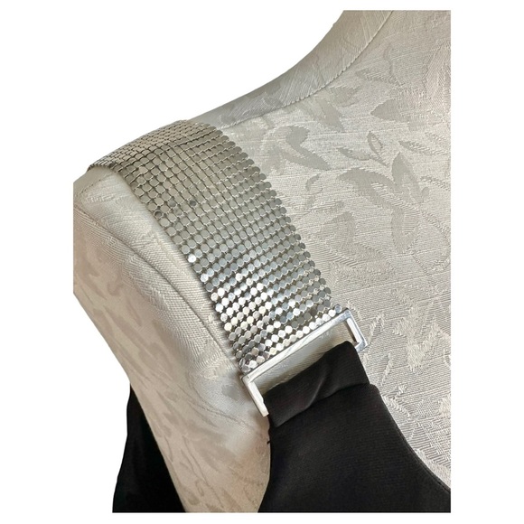 Black Cocktail Dress One Shoulder Silver Chain Strap One Flutter Fits Large - Picture 7 of 12